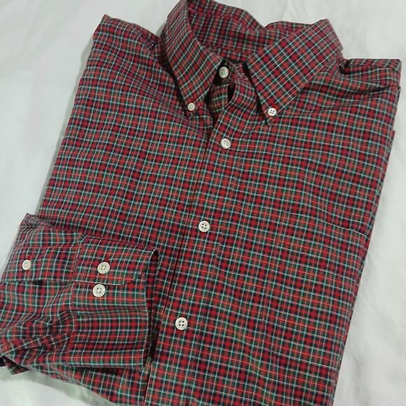 Lauren Ralph Lauren CLASSIC FIT Red Plaid Long-Sleeve Button-Down Shirt 18 34/35 - Picture 1 of 12